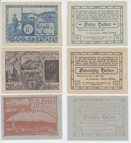 10, 20 und 50 Heller Banknote Oepping (150752)