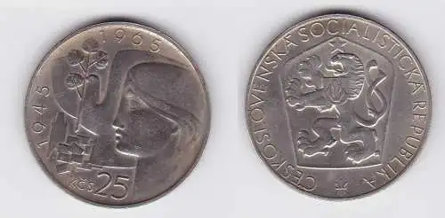 25 Kronen Silber Münze Tschechoslowakei 1965 20.Jahrestag der Befreiung (129958)