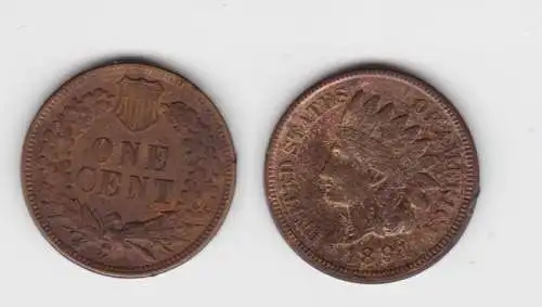 1 Cent Kupfer Münze USA 1891 (142582)