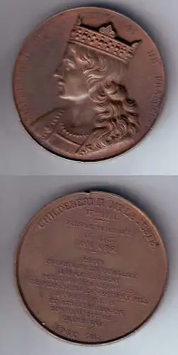 Seltene Bronze Medaille Childebert II dit le Juste Roi de France  (112681)
