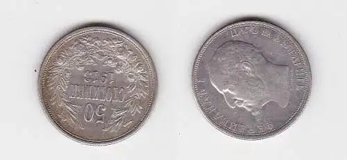 50 Stotinki Silber Münze Bulgarien 1913 (130781)