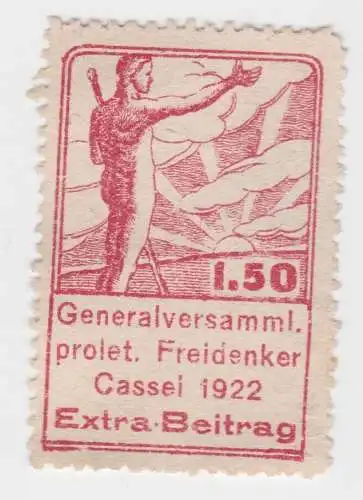 Seltene Spenden Marken Cassel Versammlung proletarischer Freidenker 1922 (26034)