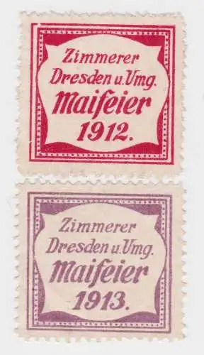 2 seltene Zimmerer Spendenmarken Dresden u.Umg. Maifeier 1912/1913 (39553)