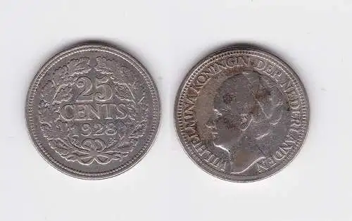 25 Cent Silber Münze Niederlande 1928 (115044)
