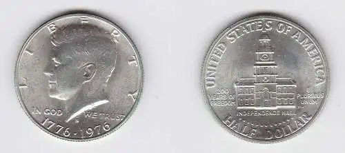 1/2 Dollar Silber Münze USA 1776-1976 Independence Hall 200J. Frieden (131421)