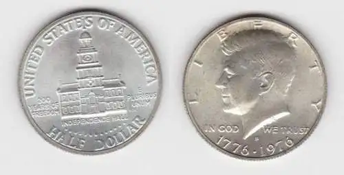 1/2 Dollar Silber Münze USA 1776-1976 Independence Hall 200J. Frieden (137684)