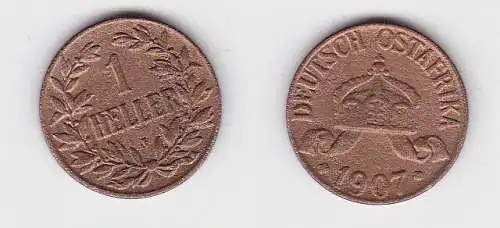 1 Heller Kupfer Münze Deutsch Ostafrika 1907 J (130083)