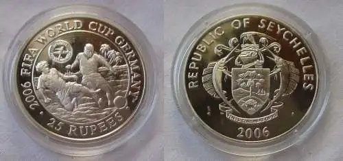 25 Rupees Silbermünze Seychellen Fussball WM in Deutschland 2006 (120145)