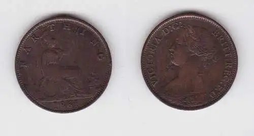 1 Farthing Kupfer Münze Großbritannien 1861 Victoria (130624)