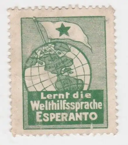 Seltene Werbe Marke "Lernt die Welthilfssprache Esperanto" um 1930 (89304)