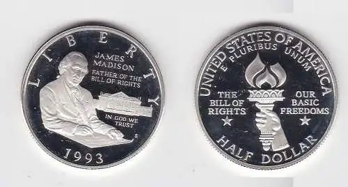 1/2 Dollar Silber Münze  USA 1993 James Madison PP (131048)