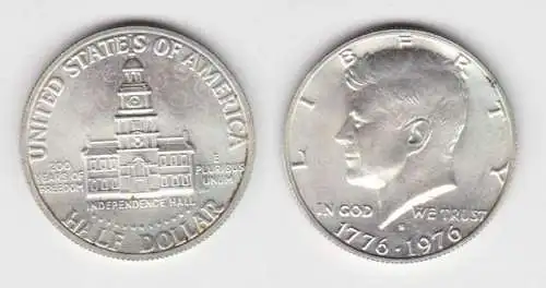 1/2 Dollar Silber Münze USA 1776-1976 Independence Hall 200J. Frieden (139583)