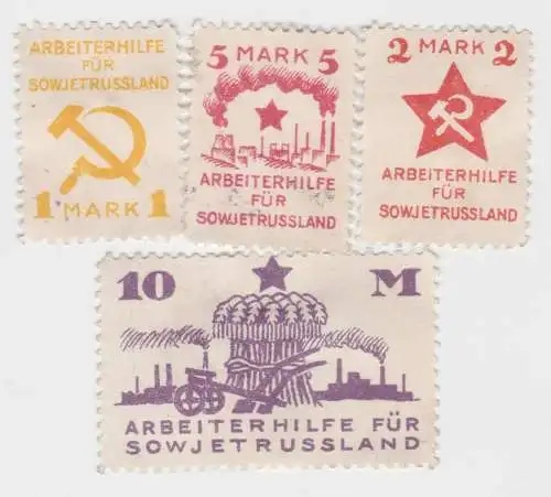 4 seltene Spenden Marken Arbeiterhilfe für Sowjetrussland um 1920 (91168)