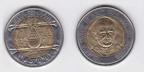 500 Lire Bi-Metall Münze Vatikan 1993 Johannes Paul II (130719)