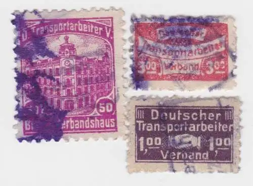 3 seltene Beitrags Marken Deutscher Transportarbeiter Verband um 1920 (93599)