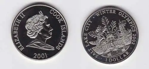 1 Dollar Münze Cook Inseln 2001 Winter Olympiade in Salt Lake City 2002 (119596)