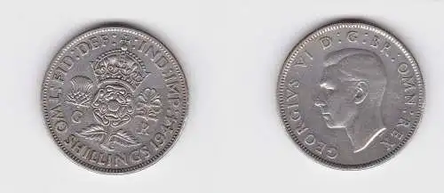 2 Schilling Silber Münze Großbrittanien George VI. 1944 (131467)