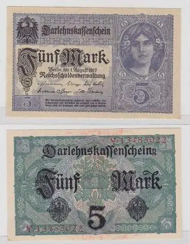 5 Mark Darlehnskassenschein Deutsches Reich 1.8.1917 Rosenberg 54 b (123994)