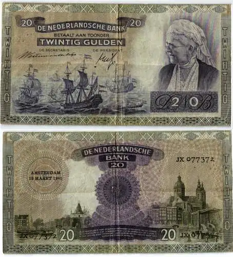 20 Gulden Banknote Niederlande 19.03.1941 (103895)