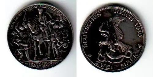 2 Mark Silbermünze Preussen Der König rief .... 1913 Jäger 109  (111788)