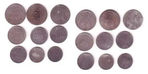 3 x 5, 3 x 10 & 3 x 50 Pfennig Notgeld Münzen Stadt Schmölln 1918-1920 (112299)