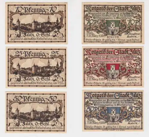 3 Banknoten Notgeld Stadt Zülz Biala 21.3.1921 (137632)