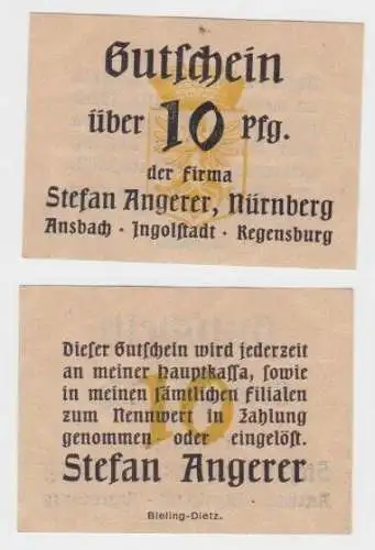 10 Pfennig Banknote Notgeld Firma Stefan Angerer Nürnberg ohne Datum (140314)