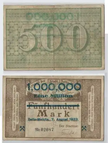 1 Million Mark Banknote Stadt Zella Mehlis 7.8.1923 (129203)