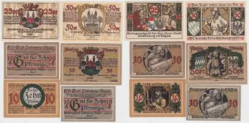 6 x Banknoten Notgeld Stadt Lindenberg im Allgäu 1917/1918 (140024)