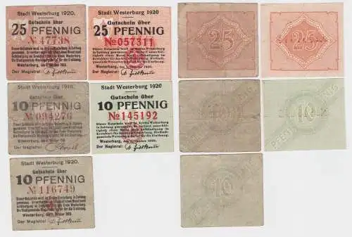 5 x 10 bis 50 Pfennig Banknoten Notgeld Stadt Westerburg 1918/20 (140071)
