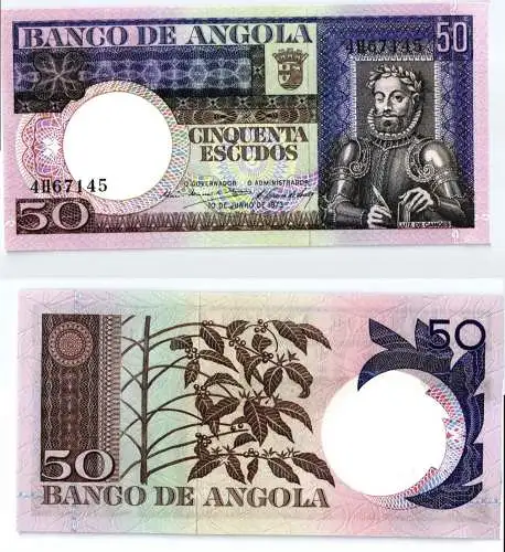 50 Escudos Banknote Angola 1973 kassenfrisch (123829)