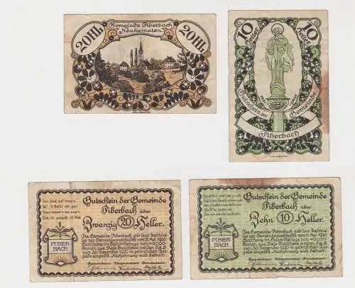 10 & 20 Heller Banknoten Notgeld Stadt Piperbach 1920 (137614)