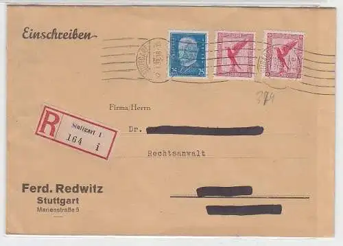 67907 Einschreibebrief von Stuttgart nach Borna 1931