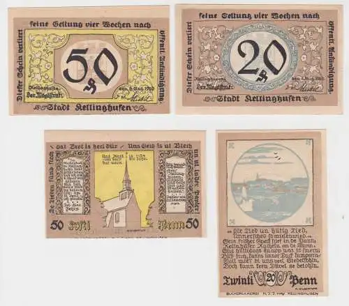 25 & 50 Pfennig Banknoten Notgeld Stadt Kellinghusen 06.08.1920 (137208)
