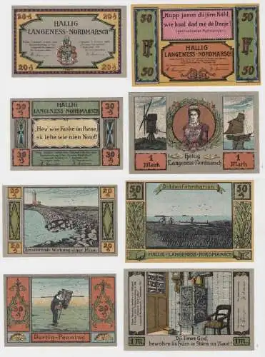 4 Banknoten Notgeld Hallig Langeness-Nordmarsch 1921 (137783)