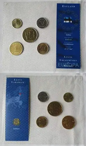 Kursmünzsatz KMS Estland 5 Münzen 10 Senti - 5 Kroon Blister (122082)