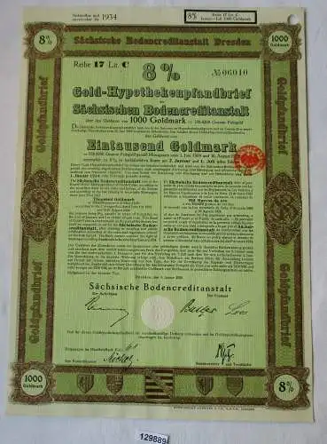 1000 Goldmark Pfandbrief Sächsische Bodencreditanstalt Dresden 4.1.1928 (129889)