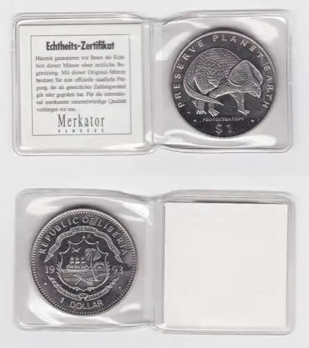 1 Dollar Nickel Münze Liberia 1993 Dinosaurier Protoceratops (152157)