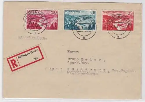 80918 seltener R-Brief Saarland Saarluftpost Michel 252-254 Dillingen 27.3.1950