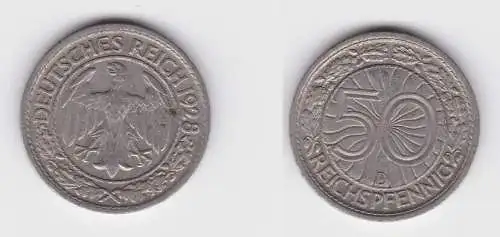 50 Pfennig Nickel Münze 1928 D Jäger 324 ss+ (150744)