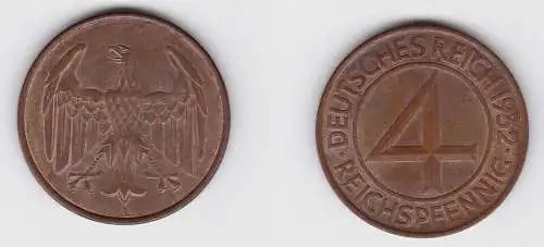 4 Pfennig Kupfer Münze Deutsches Reich 1932 A f.vz (150363)