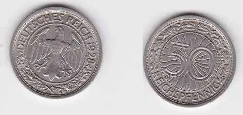 50 Pfennig Nickel Münze 1928 E Jäger 324 vz (150617)
