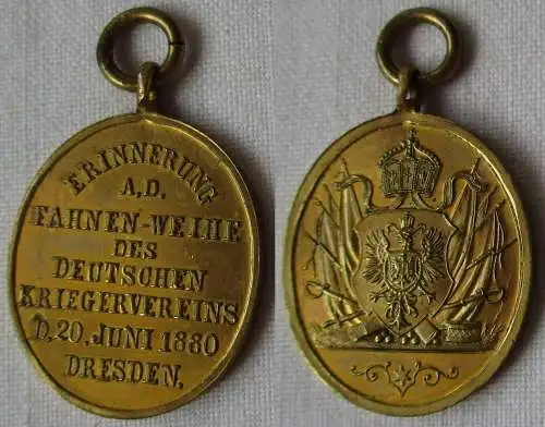 Seltene Medaille Fahnenweihe des deutschen Kriegervereins Dresden 1880 (148234)