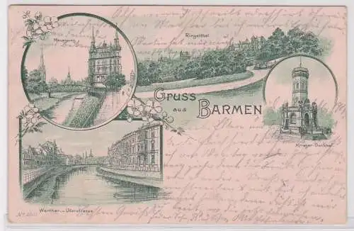 900993 AK Gruss aus Barmen - Neuenweg, Ringelthal, Werther- und Uferstrasse 1901