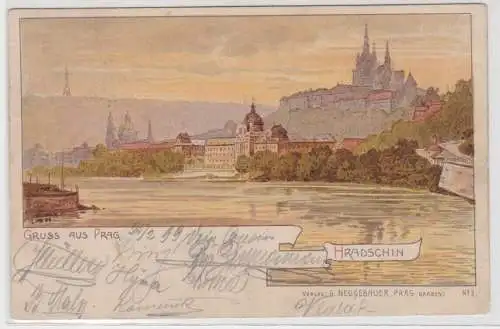 92877 Ak Lithographie Gruss aus Prag Hradschin 1899