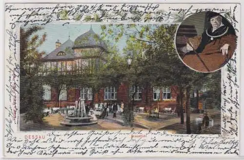 900881 AK Dessau - Braustübl mit Garten-Etablissement und Springbrunnen 1904
