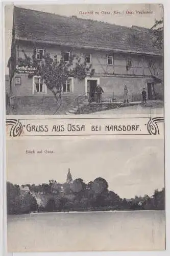 900081 AK Gruss aus Ossa bei Narsdorf - Gasthof, Bes. Osc. Pechstein 1910