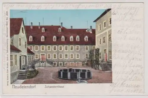 99992 AK Neudietendorf - Schwesternhaus, Innenhof mit Brunnen 1908