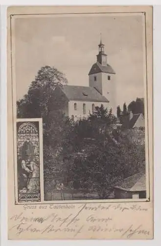 99432 AK Gruss aus Tautenhain - Kirche, Bahnpost 1904