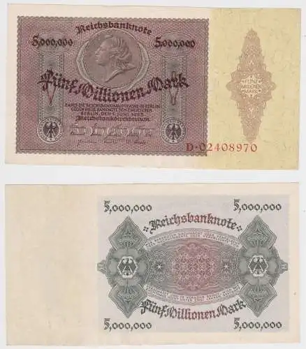 5 Millionen Mark Inflation Banknote 1.Juli 1923 Ro.88 Medaillon Schein (156748)